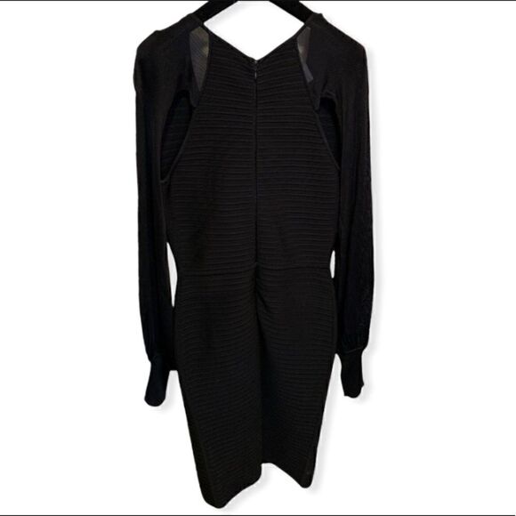 HERVE LEGER PARIS Bandage Mesh Cut-Out Long Sleeve Dress SMALL - Picture 5 of 14